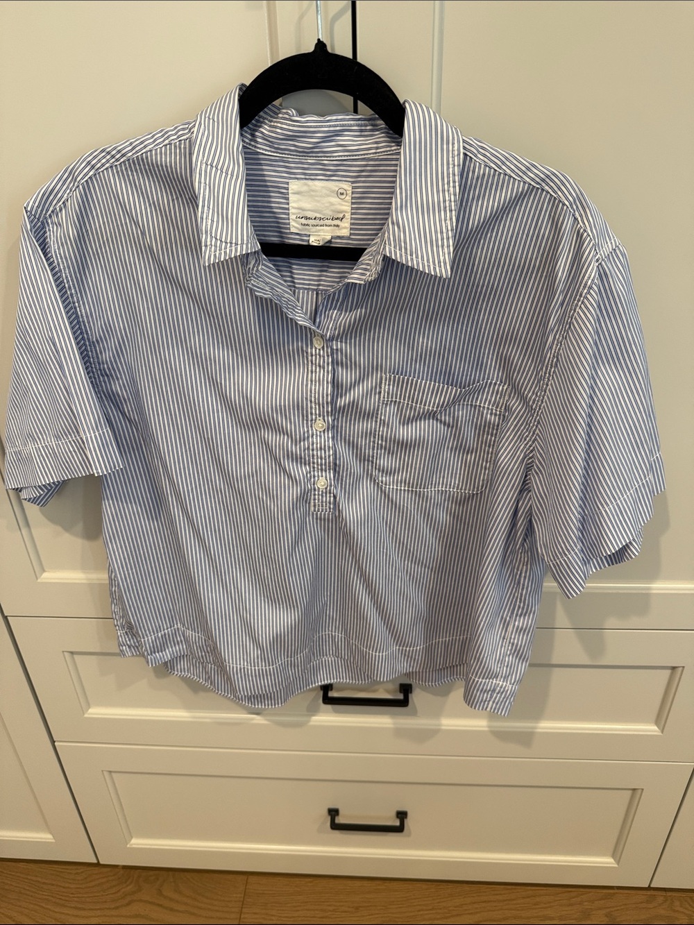 Women's pop over short sleeved collared shirt